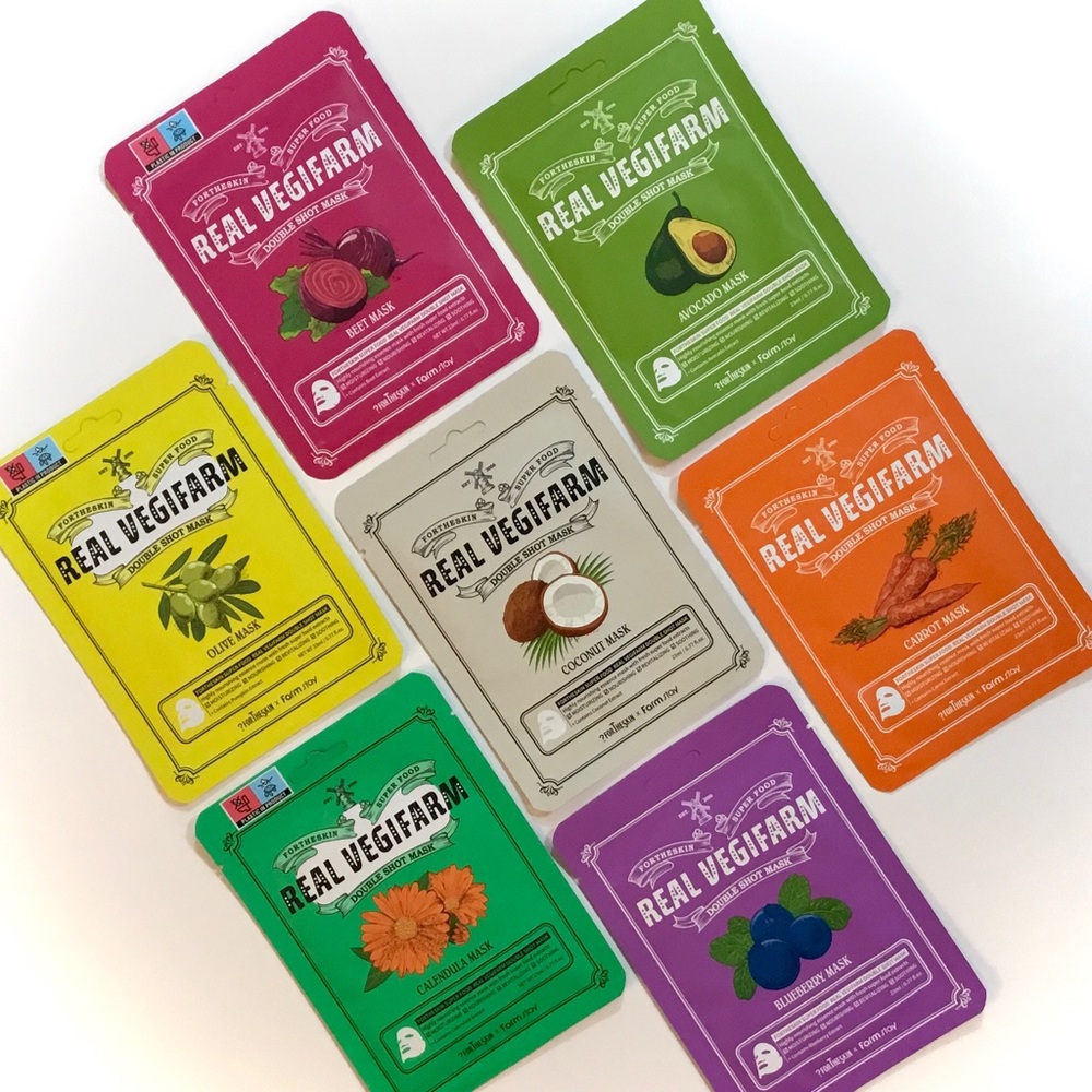 7 Assorted Real Vegifarm Double Shot Sheet Masks